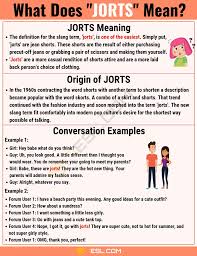 Jorts Meaning What Does Jorts Mean With Useful Examples 7 E S L Meant To Be Slang Words English Writing