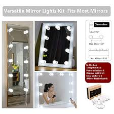 The light level is adjustable and the mirror can be powered either through a usb charging cable or using four aa batteries. Waneway Vanity Lights For Mirror Diy Hollywood Lighted Makeup Vanity Mirror With Dimmable Lights Stick On