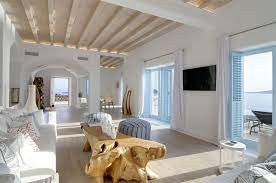 You can also hang it over the console table. Villa Scarlett I Luxury Villa In Mykonos Greece The Greek Villas Greece House Greek Villas Mykonos Villas