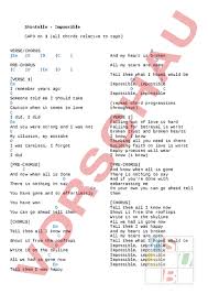 It is actually just the second part of the verse. Arbeitsblatt Impossible Shontelle Musik Singen Lieder