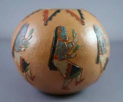 Nancy Chilly & Jackson Yazzie Navajo Pine Pitch Yei-be-chai Pottery Jar