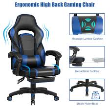 Note that the slight vibration. Massage Gaming Chair With Footrest Lumbar Support Blue Fastsupreme Your Luxury Chairs Store