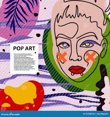 Pop Art Cover Design, Face Drawn in One Line, Stylish Vector Illustration  Stock Vector