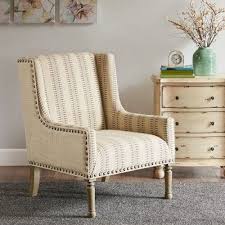 Natural Brown Hue Print High Wing Back Arm Chair Accent Chairs For Living Room Farm House Living Room Antique Dining Chairs