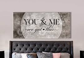 Etsy is the home to thousands of handmade vintage and one of a kind products and gifts related to your search. Amazon Com Above Bed Lovers Art You And Me We Got This V5 Wood Framed Canvas Rustic Bedroom Decor Bedroom Pictures For Wall Ready To Hang Wall Decor For Bedroom Couples Brown