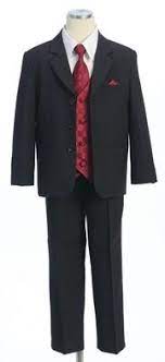 Boys Black Suits With Burgundy Vest Dress Shirt Tie Abc Fashion