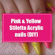100/500pc quality long false french nail tips nails fake acrylic gel uv square. Pink Yellow Stiletto Acrylic Nails Diy