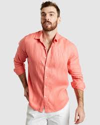 Tulum-Casual Coral Linen Shirt Long Sleeve – camixa.com