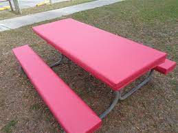 Say goodbye to all those attached clips used to keep your table cover from flying off. Picnic Table Bench Pads Off 54