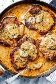 Easy Garlic Pork Chops In Creamy Mushroom Sauce Pork Recipes Pork Dinner Recipes