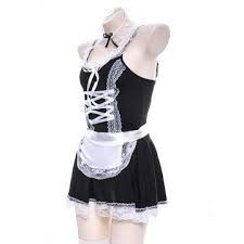 Womens french maid fancy dress costume wetlook maidservant apron cosplay outfits. Japanese Maid Lace Bow Lingerie Dress