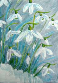 Original Acrylic On Canvas Snowdrops Flower Canvas Art Painting