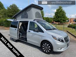 Usb and 12v charging ports give you plenty of power for your devices adf sprinters metris anacapa's two passenger bench seat provides safe seating with 3 point seatbelts while also folding compeltely flat into a. New 2021 Mercedes Benz Getaway Pop Top Camper Mini Van Passenger In Alpharetta S65855 Rbm Of Alpharetta