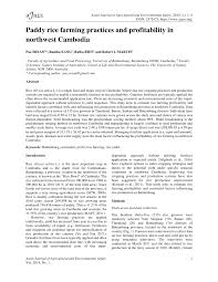 Pdf Paddy Rice Farming Practices And Profitability In Northwest Cambodia
