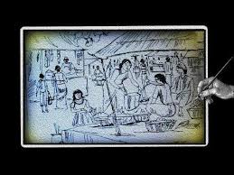 How to draw easy and simple scenery for beginners with oil pastels. How To Draw Market Village Market With Ballpoint Pen Scenery Of Village Market Step By St Perspective Drawing Architecture Drawings Art Drawings For Kids