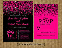 Hot Pink And Black Wedding Invitationsmodern Etsy Black Wedding Invitations Pink Wedding Invitations Pink Black Weddings