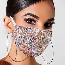 MLGDA Sparkly Sequins Mouth Masc Fashion Designer Glitter Cotton Face Cover  With Adjustable Ear Loops Reusable Masquerade Party Nightclub Rave Festival  Sequins Face Covering (Mixed color gold) : Buy Online at Best