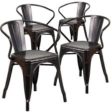 Metal kitchen chairs with arms. 4 Pack Metal Indoor Outdoor Chair With Arms Overstock 27389653