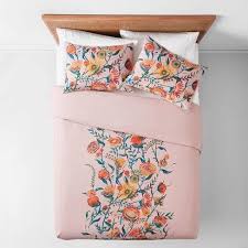 Full Queen Placed Floral Duvet Pillow Sham Set Blush Opalhouse Target Floral Duvet Pillow Shams Brooklyn Bedding