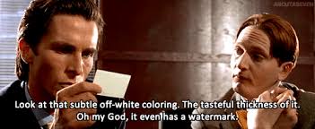 If you're a fan of the movie or book american psycho, then you have to have your own business card, styled just like patrick bateman's. Irish Lads Perfectly Parody American Psycho S Business Card Scene With Pints