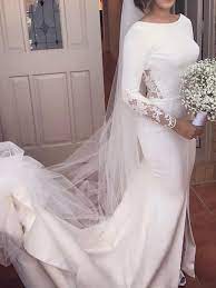✅ free delivery and free returns on ebay plus items! Modern Mood Mermaid Style Scoop Court Train Lace Satin Wedding Dresses Joybetty Online