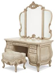 Aico Michael Amini Platine De Royale 4 Piece Vanity Set Victorian Bedroom Makeup Vanities By Unlimited Aico Furniture Glass Top Vanity Furniture Vanity