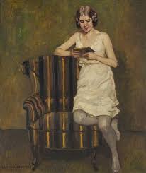 Portrait Of A Young Woman With Book Ernst Liebermann Germany 1869 1960 Lieberman Was Educated At The Berliner Akademie Der Ku Reading Art Art Female Art
