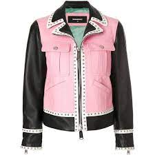 Dsquared2 Panelled Jacket 3 040 Liked On Polyvore Featuring Outerwear Jackets Genuine Leather Jack Panel Jacket White Leather Jacket Pink Leather Jacket