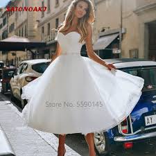 With so many opitons to choose from, you'll be sure to find a short wedding dress that matches your bridal style and venue. New Simple Short Wedding Dress 2020 For Women Tea Length Bead Sash A Line Bridal Gown Vestido De Novia Undefined Mariage Online Wedding Dresses Aliexpress