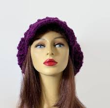 Crochet Newsboy Hat Dreadlocks Hat Purple Rasta Hat Knit Newsboy Oversized  Hat Dark Purple Slouch Cap With Visor Adult Newsboy