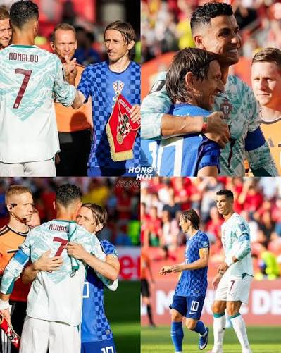Cái ôm của Cristiano Ronaldo và Luka Modrić khi tái ngộ ở trận Bồ Đào Nha  gặp Croatia tại World Cup 2026. 🇵🇹🗣 Cristiano Ronaldo nói về Luka Modrić:  "Thi đấu cùng