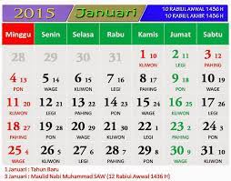 Awal tahun 2015 (masehi) bertepatan dengan tanggal 10 rabiul awwal 1436 (hijriyah), 10 mulud 1948 (jawa), 3s maga 1951 (candra), dan 11 kasa 1937 (surya). Free Download Kalender Jawa 2015