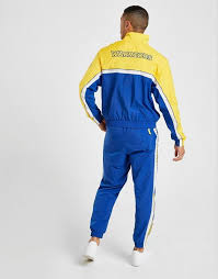 | nike nba courtside reversible jacket golden state warriors sz small mens blue. Nike Synthetic Nba Golden State Warriors Tracksuit In Blue Yellow Blue For Men Lyst
