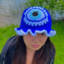 Crochet Evil Eye Bucket Hat