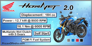Well it generates 17.03 bhp of power and 16.1 nm of torque from its 184.4cc engine. Honda Hornet Real Mileage