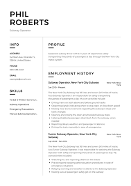 Subway Operator Resume Template Resume Examples Professional Resume Examples Basic Resume