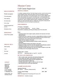 Call Center Supervisor Resume Sample Example Customer Service Queries Career History Skills