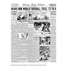 Chicago Bears Win World Football Title 73 0 Tribune Front Page Poster Shop The Chicago Tribune Official Store