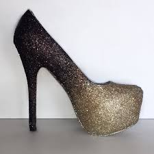 Beautiful Black And Gold High Heels Women S Black Gold Ombre Glitter Heels Wedding Bride Prom Shoes Glitter Shoe Co Prom Shoes Glitter Glitter Heels Wedding Low Heels Wedding