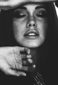 This Image Is So Striking I Love Her Pouty Lips And How Well Her Deep Black Eyebrows And Hair Stand O Portrait Portrait Photography Black And White Portraits