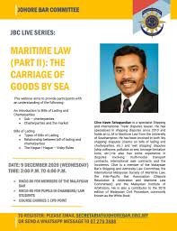 Calendar listing and registration with online payment option of events organized by the malaysian bar. Circular No 73 20 Maritime Law Part Ii The Carriage Of Goods By Sea 9 Dec 2020 Johore Bar Committee