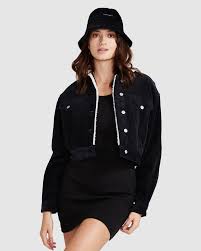 General Pants Presley Cord Borg Jacket Washed Black Westfield Direct