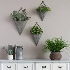 Stratton Home Decor 3 Piece Triangular Galvanized Metal Wall Planters S09553 The Home Depot