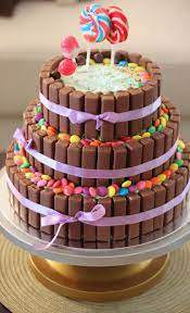 3 Tier Chocolate Birthday Cake Kitkat Cake With The Kitkats Replaced By Perk Cake Recipes Kitkat Cake Birthday Cake Recipe