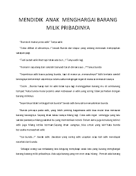 Carilah segala cara agar nasehat demi kebaikan itu mau didengarkannya. Doc Mendidik Anak Menghargai Barang Milik Muhshonah Mujahidah Academia Edu