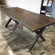 Custom Live Edge Table With Steel X Frame Legs Visit Www Jeffmackdesigns Com Diningtable Wood Modern Tablelegs Gta Toronto Oakville Mesas Cocinas