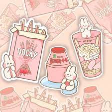 vinyl strawberry asian snacks sticker pack in 2021 cute food art cute stickers cute kawaii drawings