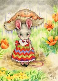 Mouse Art Caught In The Rain Mouse Illustration Cute Mouse Art