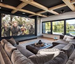 Love This Big Screen Comfy Sectional Home Cinema Room Home Theater Rooms Home Theater Decor