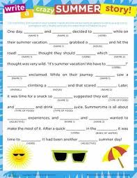 Worksheets Crazy Story Summer Mad Libs Fill In The Blank Story Summer Worksheets Summer Learning Beginning Of School